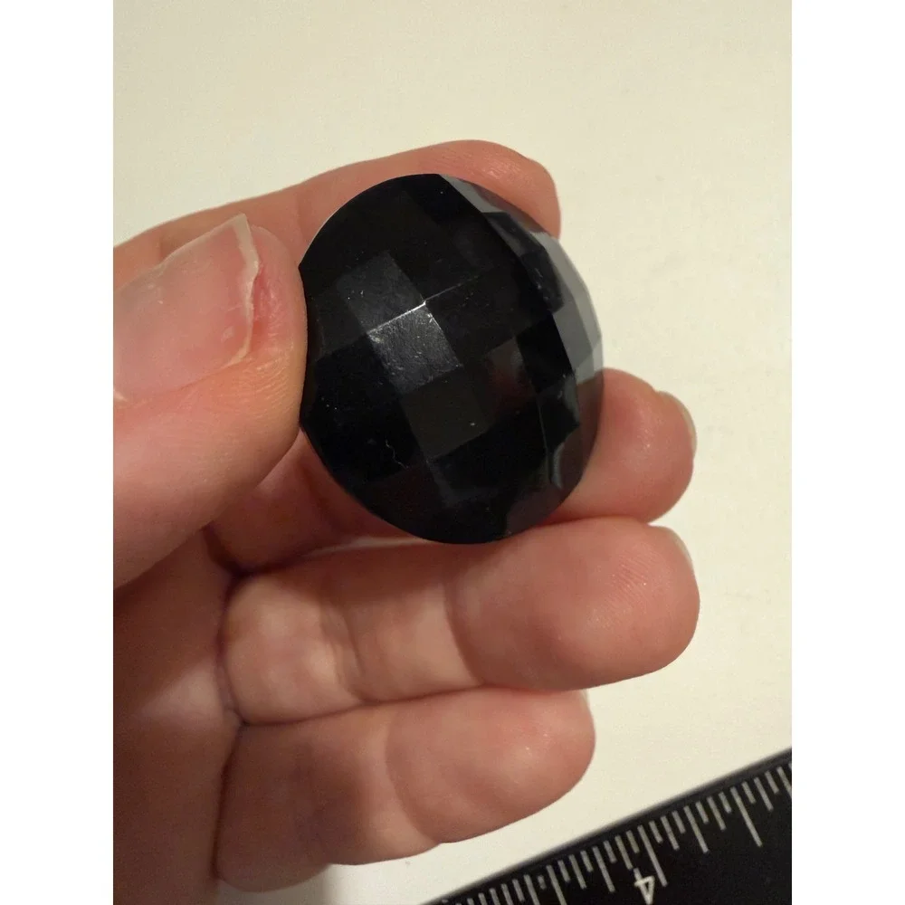 Vintage Black Faceted Checkerboard Clip On Earrings Round Statement Jewelry‎